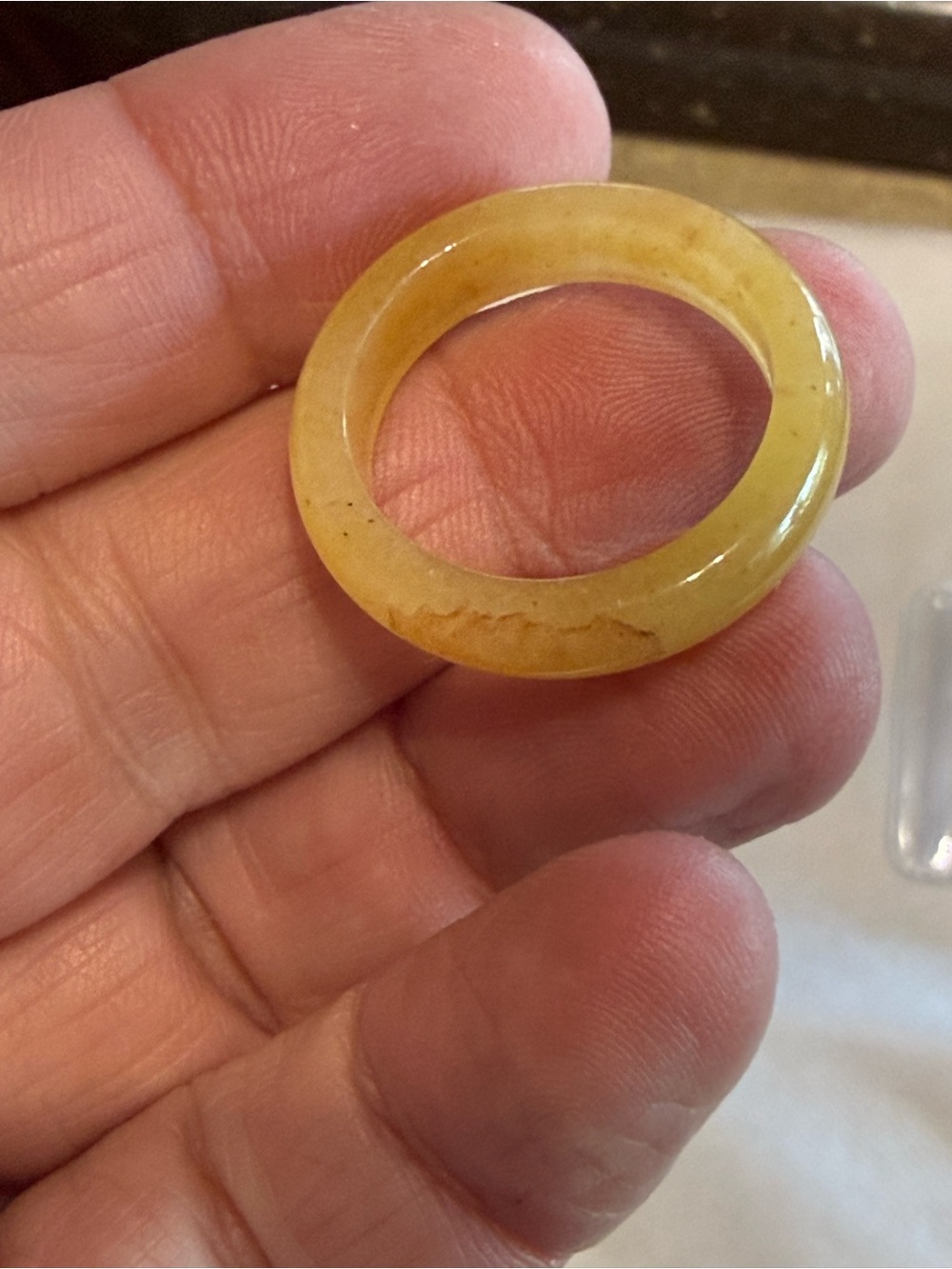 Jade Warm Yellow Rounded Ring Band - Jade